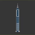 Futuristic Architecture Tall Skyscraper Design With Glass Facade Blue Accents And Spire Top
