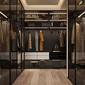 Modern Bathroom With Marble Walls Glass Shower Sink And Artwork