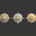 Three Ornate Winged Containers With Gold Accents And Gemstone Decorations