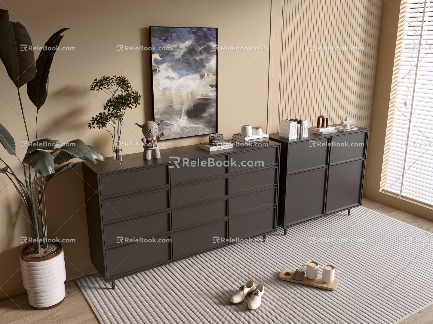 Modern Black Entrance Cabinet Sideboard Cabinet Balcony Cabinet Storage Cabinet Entrance Cabinet 3d model