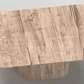 Rustic Wooden Table With Natural Wood Grain Surface And Cylindrical Base 3d model