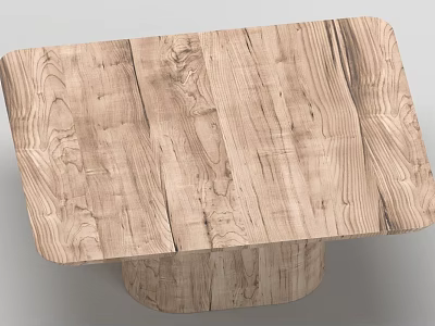 Rustic Wooden Table With Natural Wood Grain Surface And Cylindrical Base 3d model
