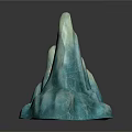 Blue And White Rock Mountain Models With Three Pieces And Reflection On Dark Background