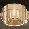 Traditional Japanese Restaurant Interior With Wooden Decor And Sushi Bar Dining Area