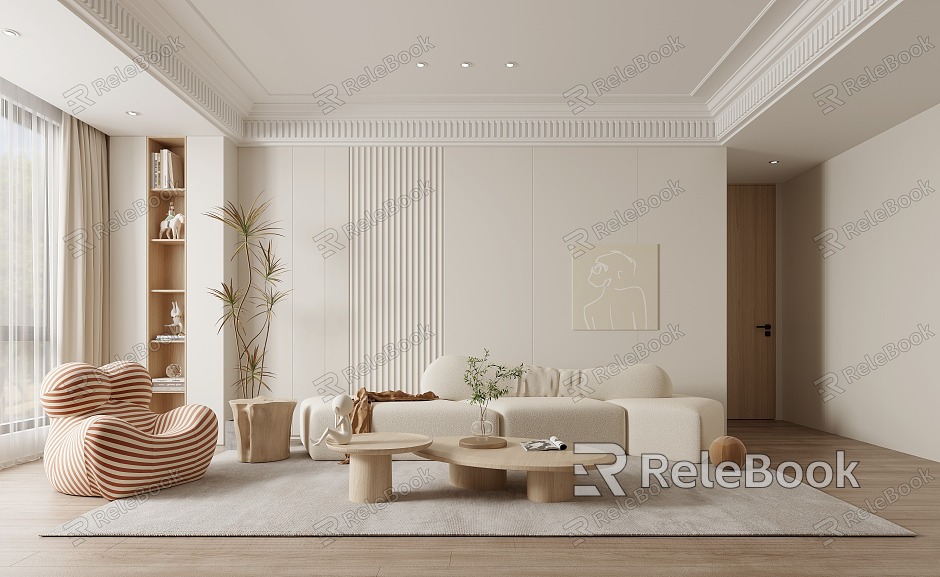 Modern Living Room Simple Living Room Cream Living Room model