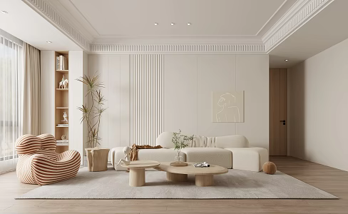 Modern Living Room Simple Living Room Cream Living Room 3d model