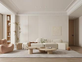 Modern Living Room Simple Living Room Cream Living Room 3d model
