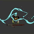 Ninja Turtle Character With Blue Flowing Energy And Red Warrior Armor