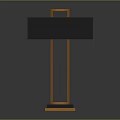 Black Standing Furniture With Orange Frame And Multiple Compartments On Base