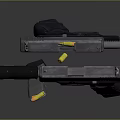Modern Tactical Pistol with Black Grip Metal Barrel and Magazine Safety Indicator