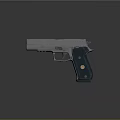 Modern Metallic Semi Automatic Handgun With Green Grip And Emblem Design 3d model
