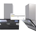 Modern Kitchen Range Hoods With Stainless Steel Body Black Panel And LED Lights