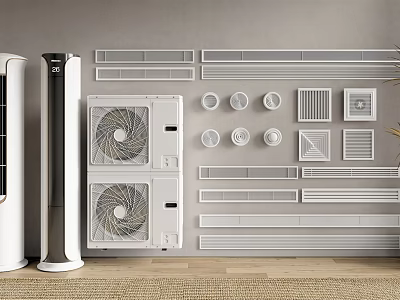 Modern Air Conditioner Air Vents With Various Designs Shapes And Styles On 3d model