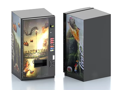 Commercial Equipment Vending Machines with Happy Themed Design and Coca Cola 3d model