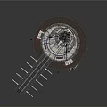 Futuristic Mechanical Structure Design With Circular Platform Metallic Pipes And Support Frames