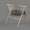 Modern Dining Chair With Wooden Frame Slatted Back And Black Cushion Design