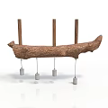 Natural Wooden Branch Decor With Three Supporting Poles And Hanging Metal Containers