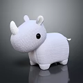 Cute White Rhino Stuffed Toy With Soft Fabric And Black Eyes Design