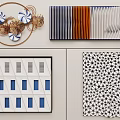 Stylish Wall Decor Collection With Geometric Shapes Metal Frames And Patterned Panels 3d model