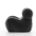 Modern Black Leather Single Sofa With Unique Rounded Shape And Comfortable Design 3d model