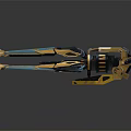 Futuristic Mechanical Weapon With Yellow Blue Detailed Structure Design 3d model