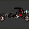Off Road Sporty Vehicle With Large Tires Red Seat And Steel Frame Design