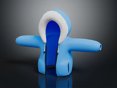 Blue Hooded Jacket with White Lining and Stylish Design for Daily Wear 3d model
