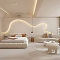 Modern Hotel Room Interior Design With King Bed Sofa Wall Art And Soft Lighting