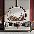 New Chinese-style double sofa side table 3d model