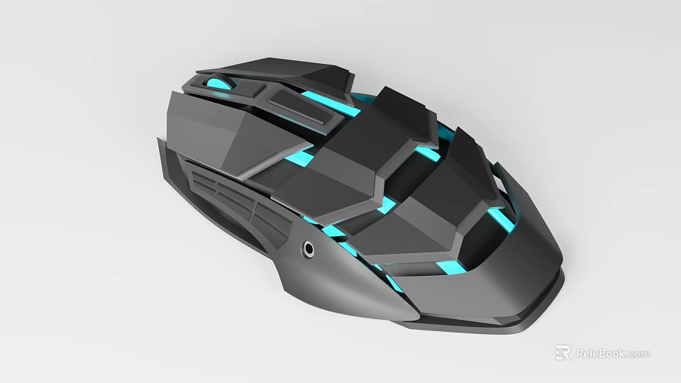 High Performance Black Gaming Mouse With Blue LED Lights Modern Ergonomic Design For Computer 3d model 