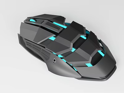 High Performance Black Gaming Mouse With Blue LED Lights Modern Ergonomic Design For Computer 3d model
