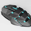 High Performance Black Gaming Mouse With Blue LED Lights Modern Ergonomic Design For Computer 3d model