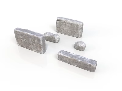Natural Wood and Stone Blocks With Various Shapes And Textured Surfaces 3d model