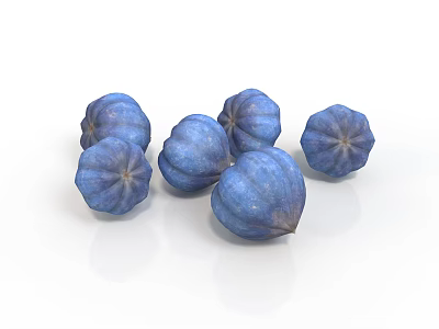 Fresh Blue Plant Fruits With Round Shape And Smooth Surface On White Background 3d model