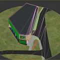 Modern Single Story Building With Black Roof Green Grassy Area And Pathway