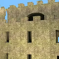 Ancient Medieval Castle Architecture With Stone Walls Tall Towers Green Grass And Blue Sky 3d model