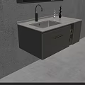 Minimalist Wall Mounted Bathroom Vanity With Mirror Cabinet Countertop Gray Wall Green Plant Hanging Lights