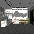 Elegant Beauty Hair Salon Space Featuring Marble Reception Desk Wooden Tables And Light Decorative Wall