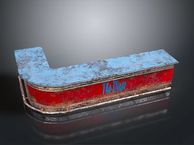 Rustic Metal Bar Counter With Blue Red Finish And KAZINO Signage 3d model