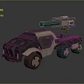 Military Armored Tank With Six Wheels Top Cannon And Sand Color Design