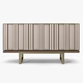 Modern TV Stand With Sleek Linen Panel Doors And Metal Support Legs