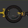 Mechanical Character With Black Tire Yellow Mechanical Arms Red Stripe And EPS Logo