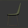 Light Green Upholstered Chair With Vertical Striped Backrest And Golden Metal Legs Modern Design