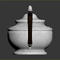 Elegant Silver Teapot With Exquisite Carved Design Wooden Handle And Shiny Finish