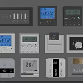 Various Design Switch Panels with Temperature Display and Humidity Control in Black and White 3d model