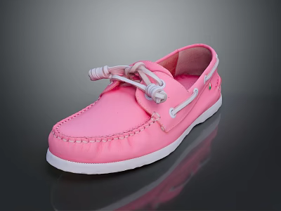 Stylish Pink Boat Shoes With White Sole And Laces For Everyday Wear 3d model