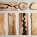 Natural Wood and Stone Decorative Slabs with Unique Natural Patterns 3d model