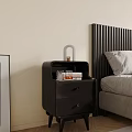 Black Bedside Table With Two Drawers Glass And Books On Top
