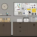 Efficient Office Space With Office Appliances Including Printer Bulletin Board File Folders And Filing Cabinets