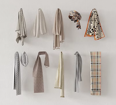 Various Styles Of Scarves And Headscarves On 3d model